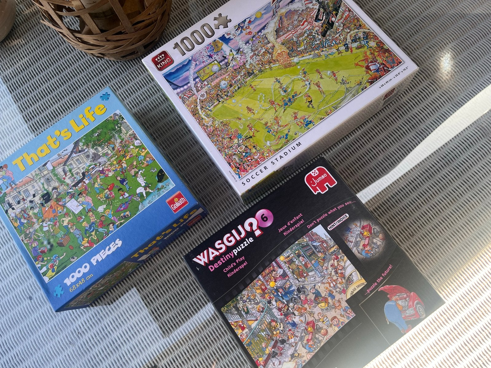 3 puzzels - Goliath, Wasgij, King - Zeer goede staat, Ophalen, 500 t/m 1500 stukjes, Zo goed als nieuw, Legpuzzel