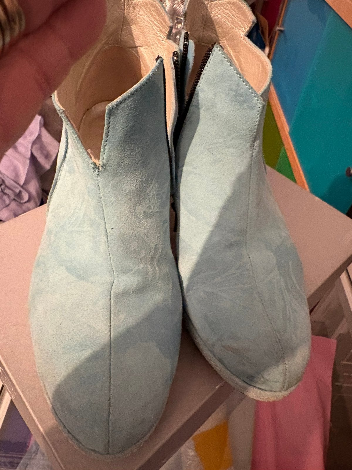 Dutch Charme( Jan Janssen) turquoise laarsjes, 39, Overige kleuren, Lage of Enkellaarzen, Ophalen of Verzenden, Zo goed als nieuw