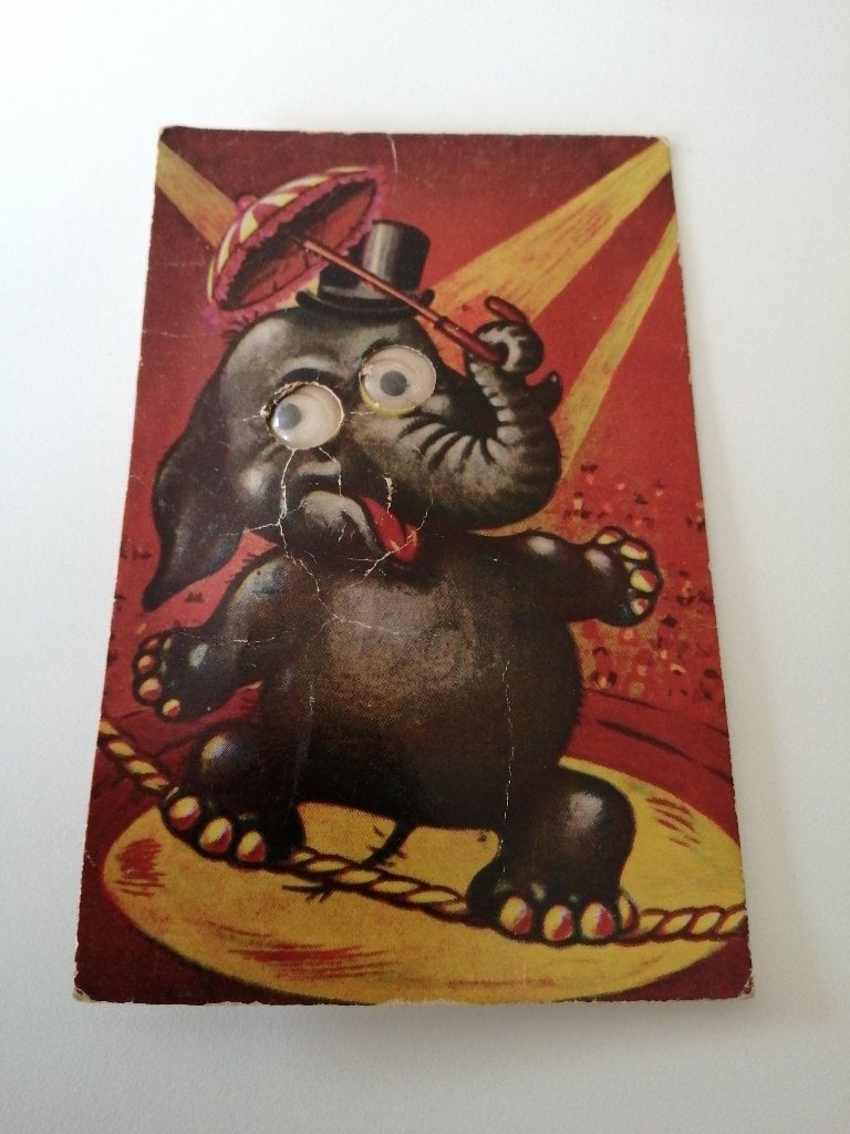 antiek circus kaart met piep functie nieuwe ongebruikt, Ophalen of Verzenden
