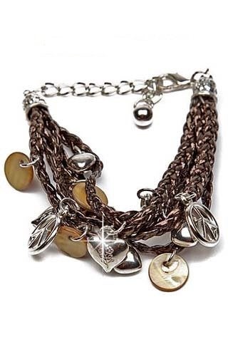 a071 bruine armband met bedels, Sieraden, Tassen en Uiterlijk, Ophalen, Bruin, Kunststof of Plastic, Nieuw