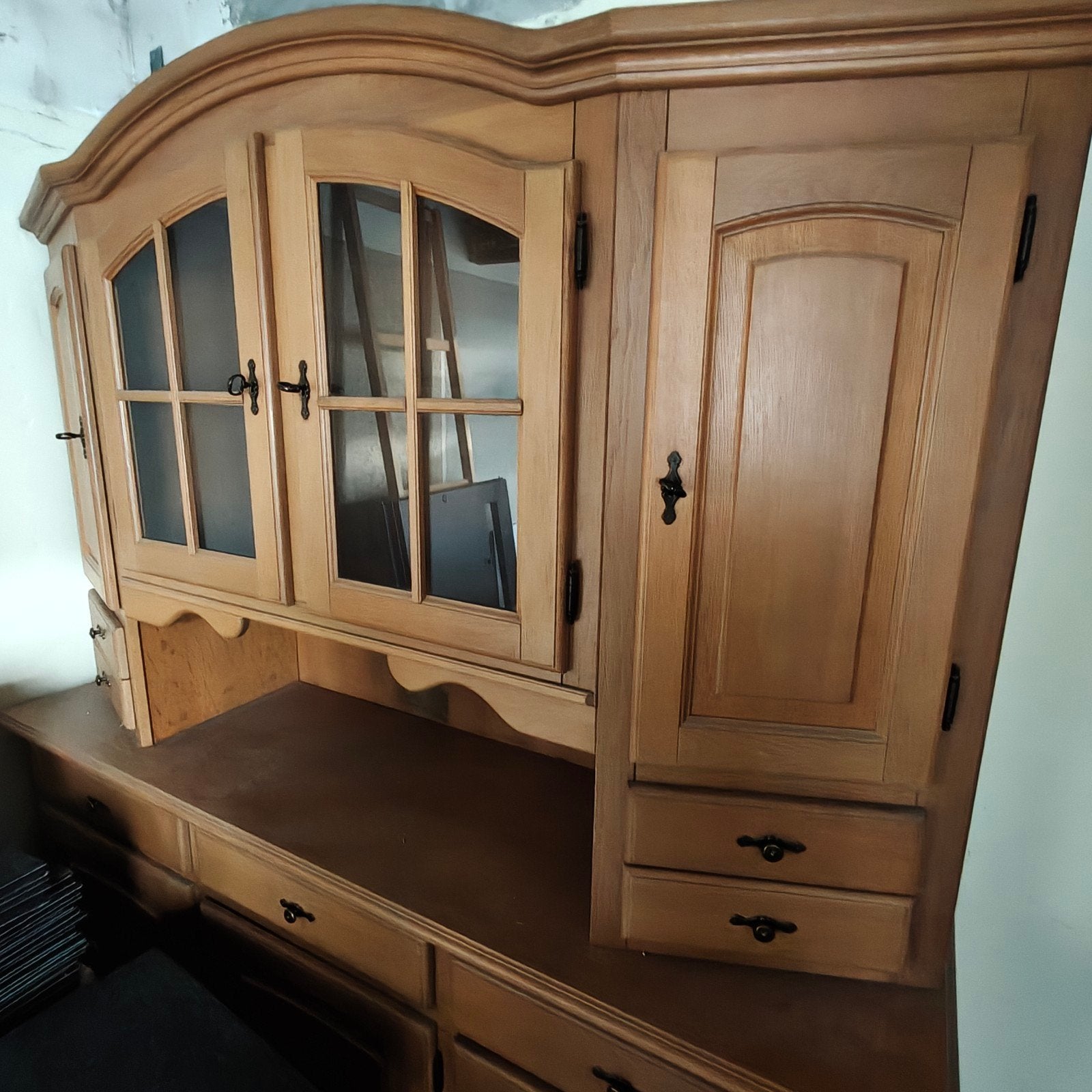 Eiken houten buffetkast, Ophalen, Gebruikt, 200 cm of meer, Eikenhout