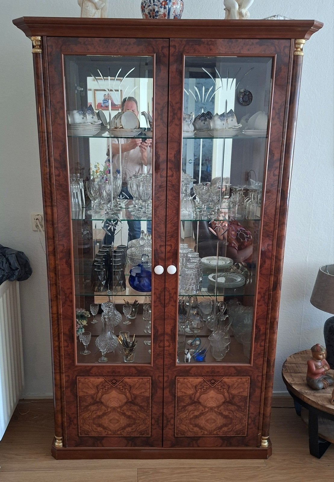 Prachtige vitrinekast met glas en hout, Ophalen, Met deur(en), Glas, Klassiek