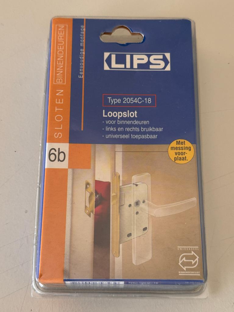Lips Loopslot type 2054C-18 nieuw in verpakking, Ophalen of Verzenden, Nieuw, Koper of Messing, Slot