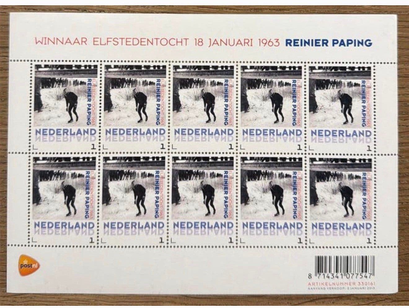 Postzegels pf. Reinier Paping. Winnaar Elfstedentocht, Postzegels en Munten, Ophalen of Verzenden, Na 1940, Postfris