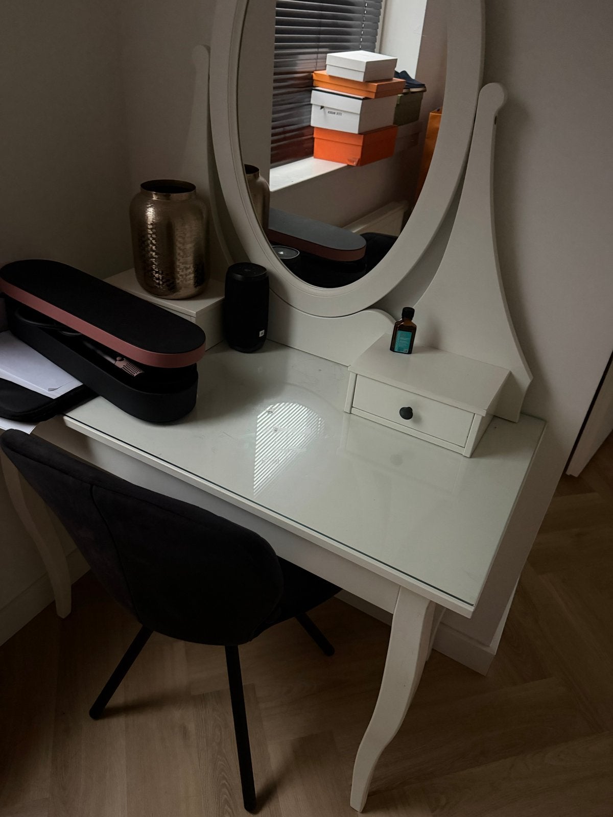 IKEA Kaptafel met spiegel en lade, Gebruikt, 100 tot 150 cm, Hout, 50 tot 100 cm