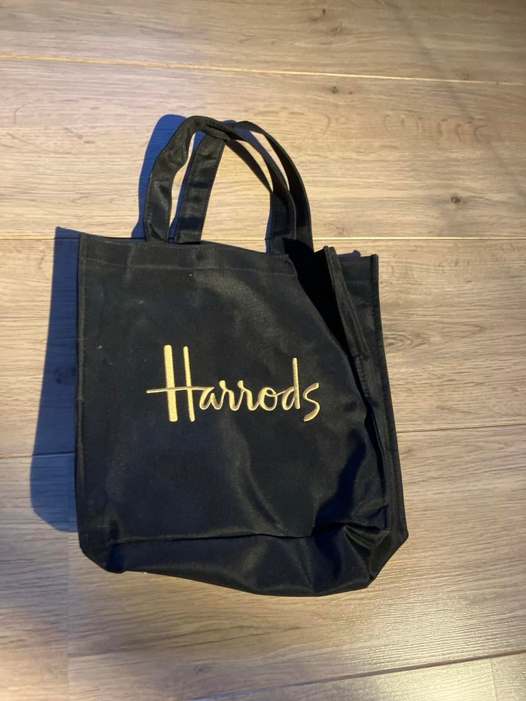 Harrods tasje zwart met goudkleurig logo, Sieraden, Tassen en Uiterlijk, Tassen | Damestassen, Ophalen of Verzenden, Zo goed als nieuw