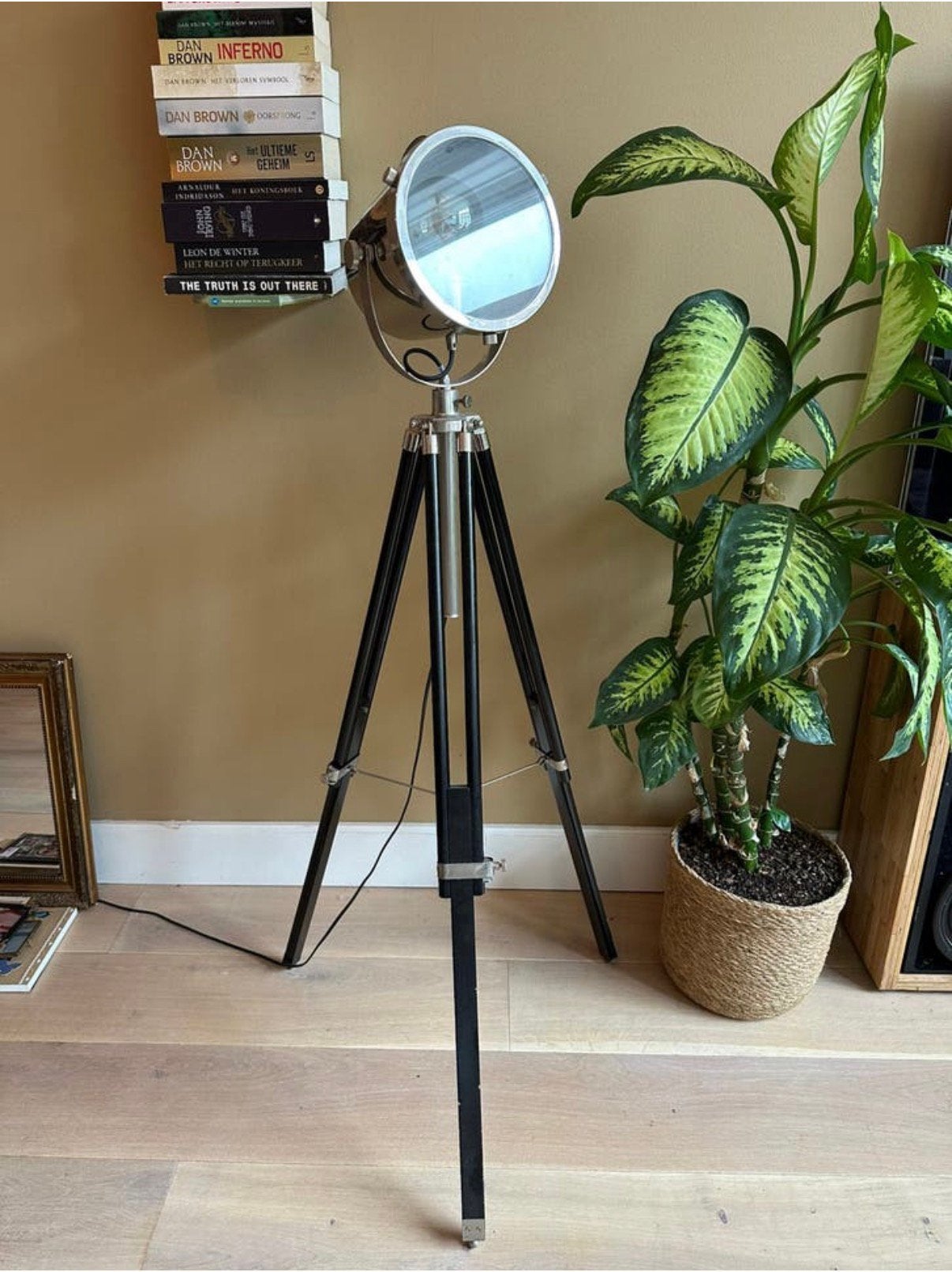Chrome Lamp op hoogte verstelbare driepoot, Huis en Inrichting, Ophalen, Zo goed als nieuw, Minder dan 100 cm