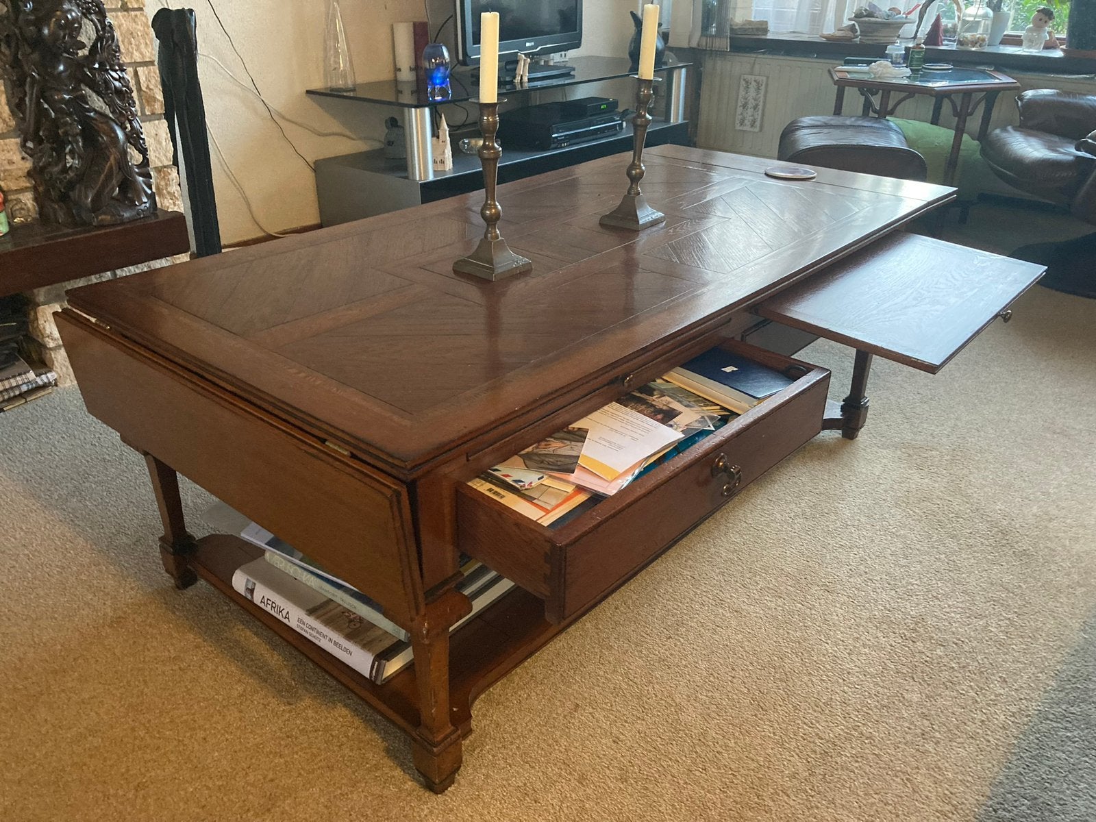 Salontafel Teakhout netjes en strak design, Ophalen, Strak, 100 tot 150 cm, Teakhout