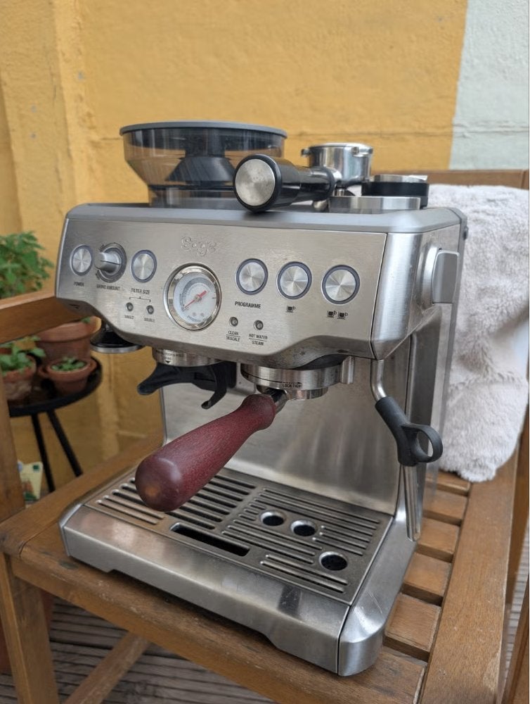 Sage Barista Express Espressomachine met extra accessoires!, Ophalen, Gebruikt, Espresso apparaat, Koffiebonen