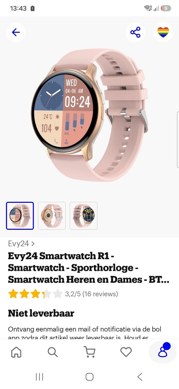 Dames smartwatch roze, Ophalen, Zo goed als nieuw, Staal, Overige merken