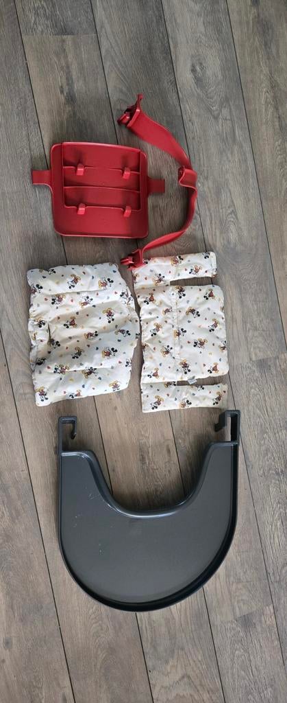 Stokke Tripp Trapp onderdelen Baby Set, kussens, eetblad, Ophalen of Verzenden, Gebruikt, Meegroeistoel, Gordel(s)