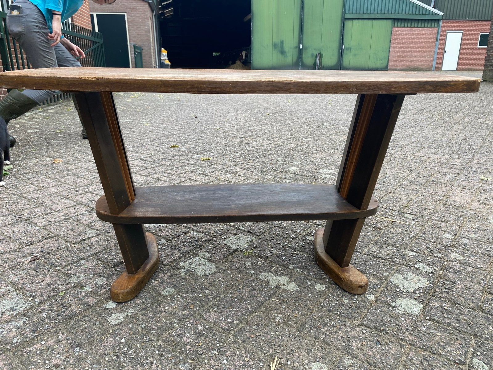 Vintage houten bijzettafel met opbergplank, Antiek en Kunst, Antiek | Meubels | Tafels, Ophalen