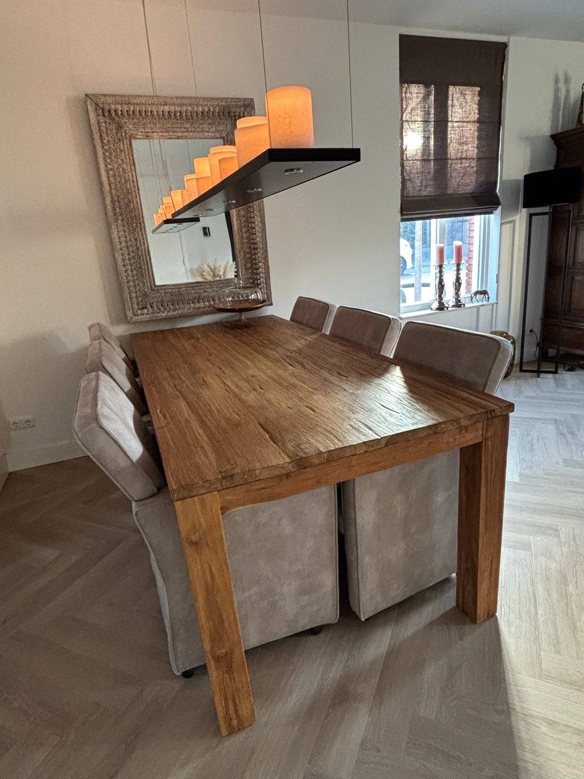 Mooie teakhouten eettafel 220x100 cm, Huis en Inrichting, Gebruikt, Teakhout, 200 cm of meer, Vijf personen of meer