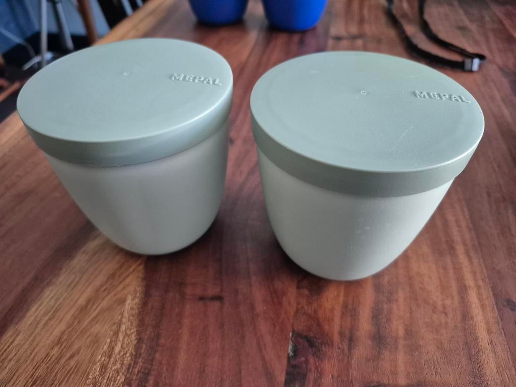 Mepal Groene Bakjes 500ml Snackpot Beker Deksel, Ophalen of Verzenden, Gebruikt, Groen, Bak of Kom