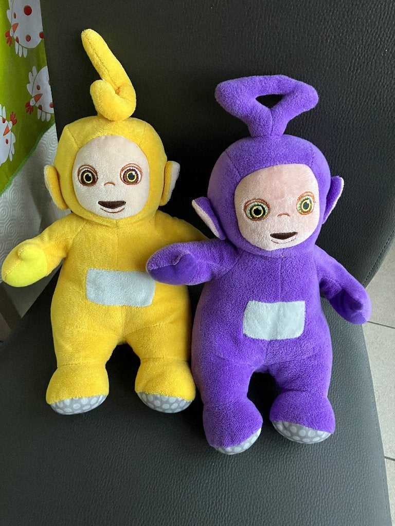 2 Teletubbies knuffels - Tinky Winky en laa - laa, Kinderen en Baby's, Speelgoed | Knuffels en Pluche, Ophalen of Verzenden, Gebruikt