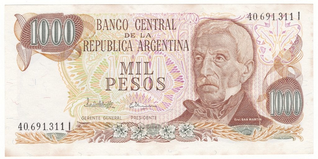 24-2575 Argentinie 1000 pesos ND, Ophalen of Verzenden, Zuid-Amerika, Los biljet