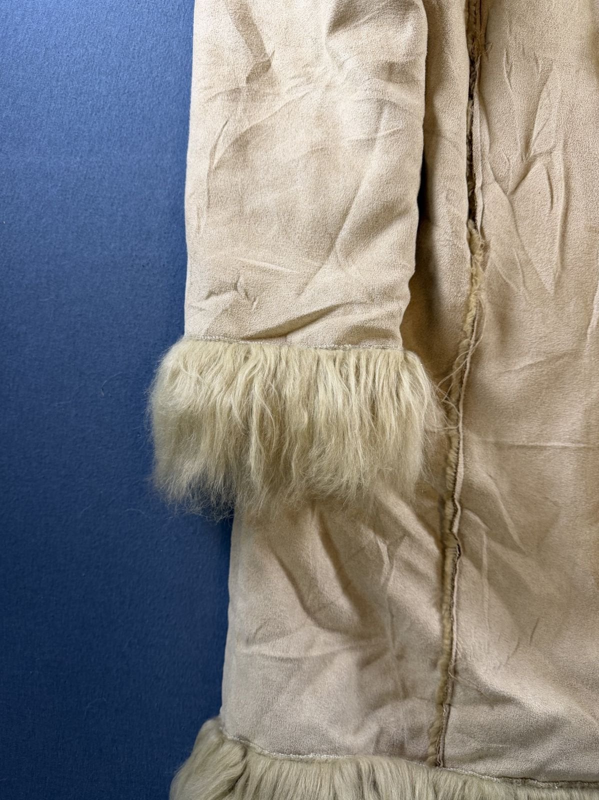 Beige lammy coat van Vintage Dressing, maat M (penny coat /, Maat 38/40 (M), Bayline Vintage Trading, Verzenden, Beige