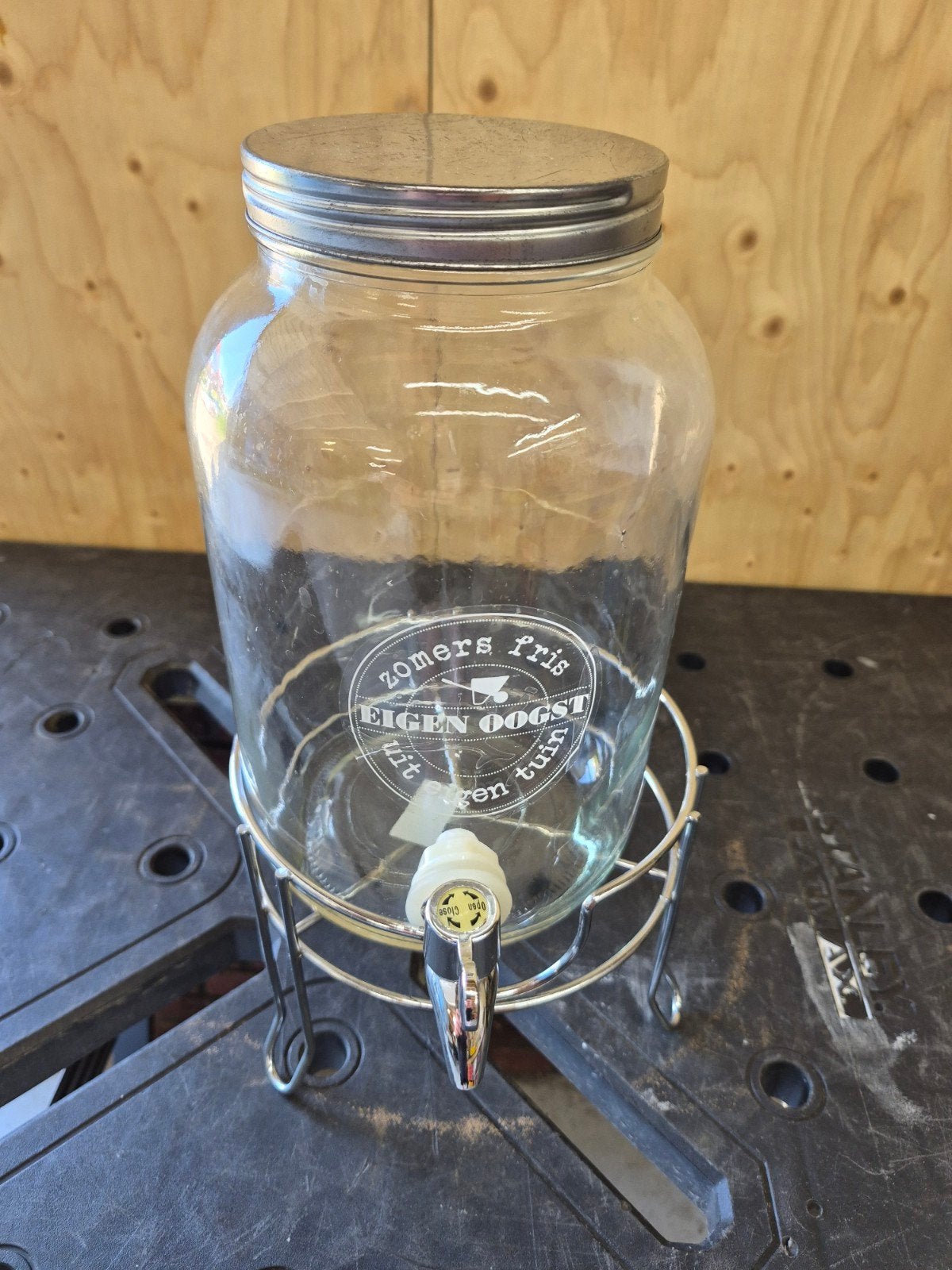 Glazen drankdispenser met tapkraan en standaard, Ophalen, Gebruikt, Glas, Landelijk