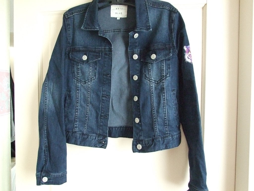Anti Blue denim spijkerjasje op linkermouw tijgerkopje S, Anti Blue, Blauw, Ophalen of Verzenden, Zo goed als nieuw