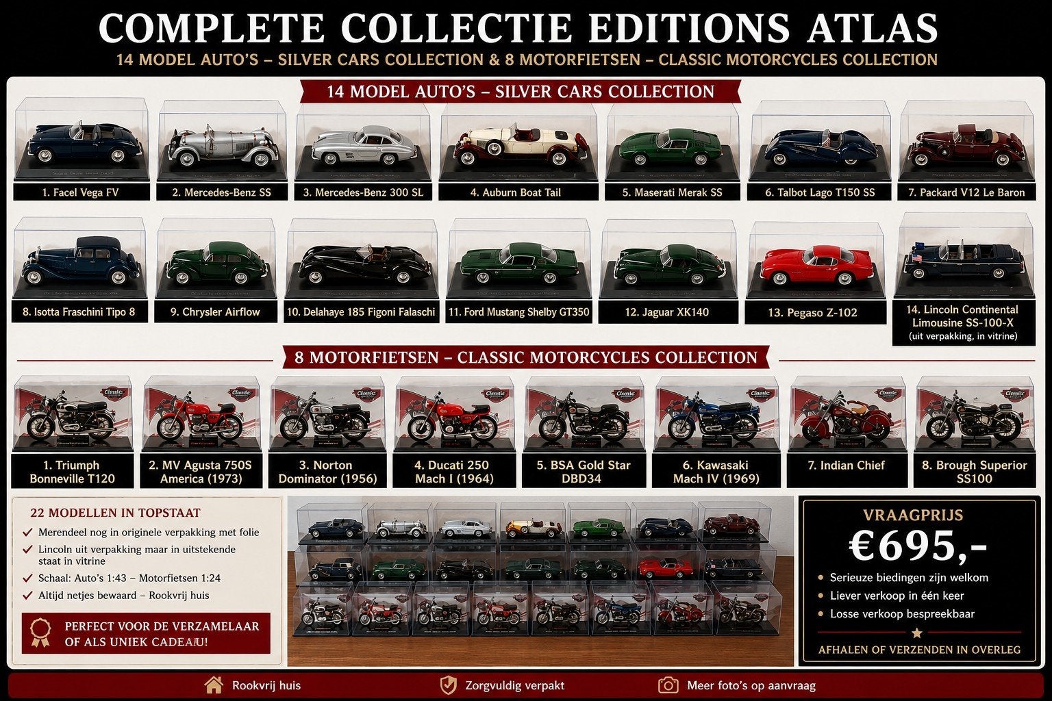 Verzameling Editions Atlas modelauto's & motoren 22 modelen, Hobby en Vrije tijd, Ophalen of Verzenden, Zo goed als nieuw