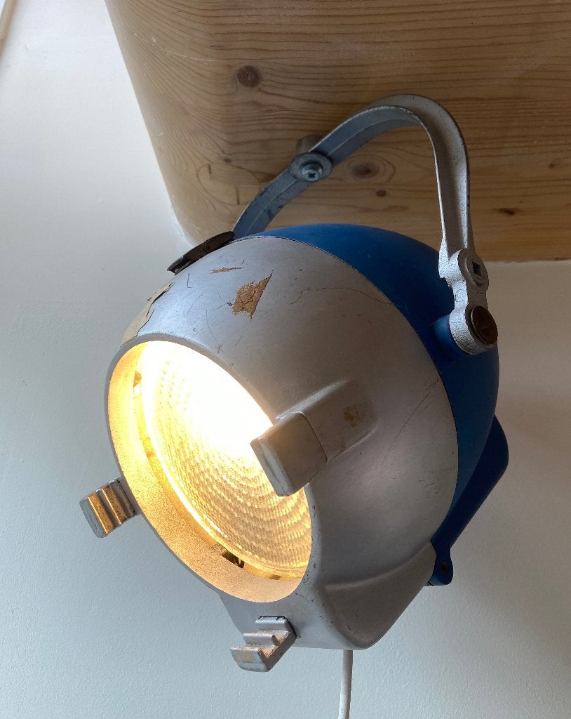 Vintage theaterlamp met moderne lamphouder, Overige merken, Gebruikt, Industrieel, Meerkleurig