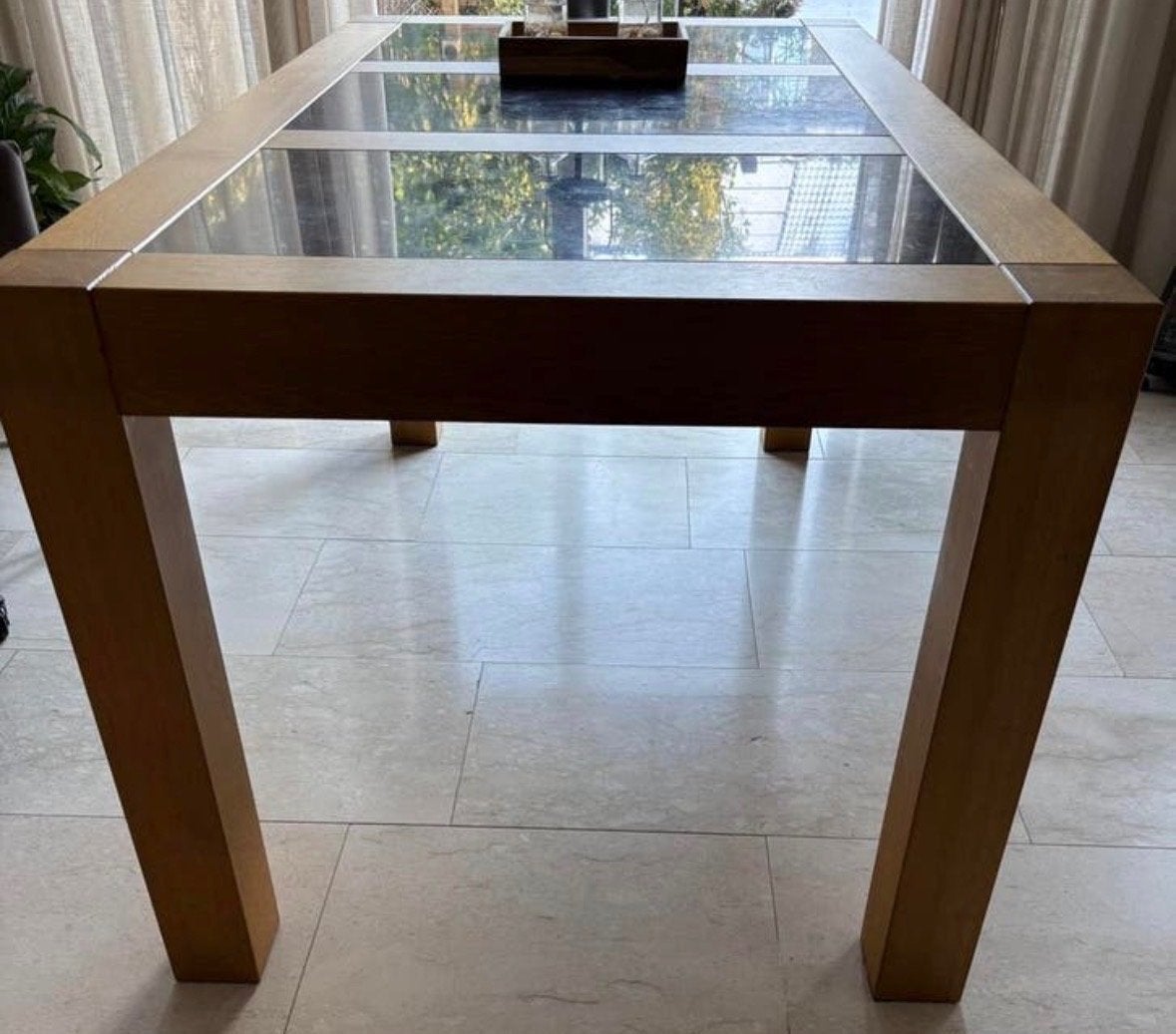 Goossens eettafel met marmer steen (Eikenhout)[moet weg], Ophalen, 50 tot 100 cm, Zo goed als nieuw, Vijf personen of meer