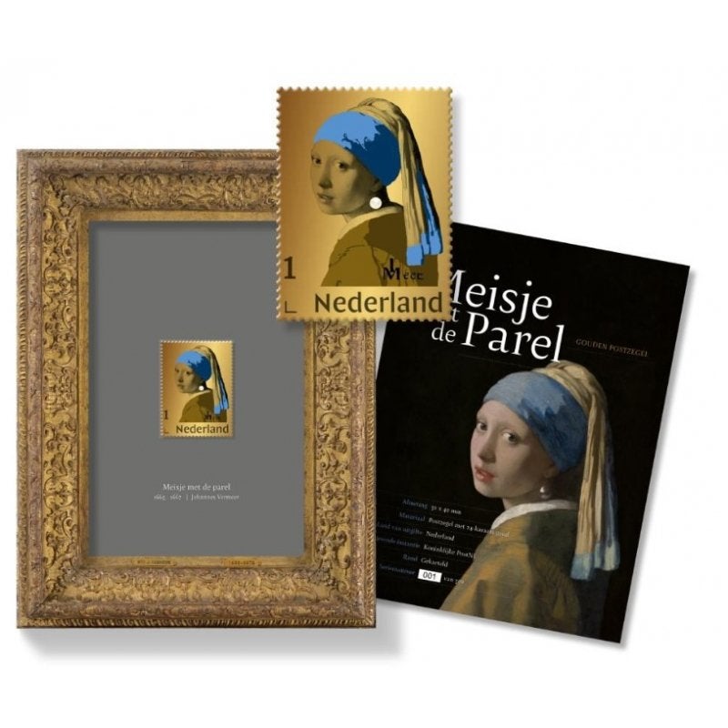 Meisje met de parel - Gouden Postzegel Limited Edition lijst, Ophalen of Verzenden, Na 1940, Postfris