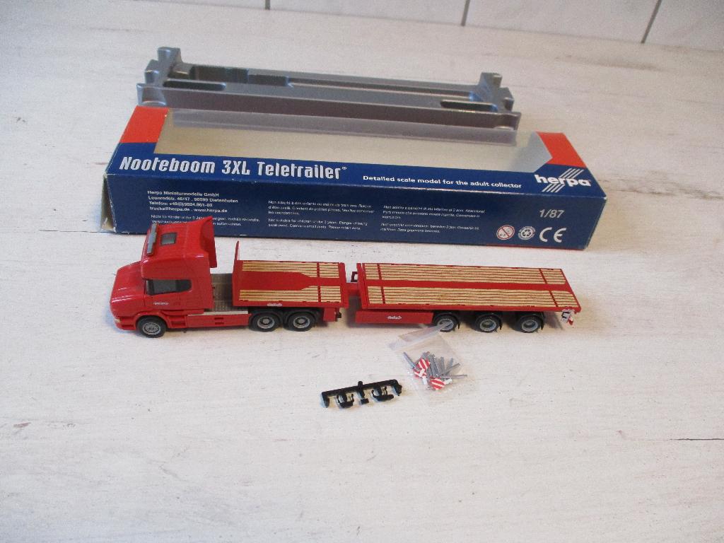 Herpa Nooteboom Scania 3XL met Teletrailer, Hobby en Vrije tijd, Modelauto's | 1:87, Ophalen, Nieuw, Bus of Vrachtwagen, Herpa