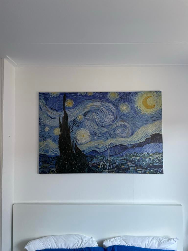 IKEA Sterrennacht Canvas Schilderij - Van Gogh Stijl, Ophalen, 50 tot 75 cm, Zo goed als nieuw, Schilderij