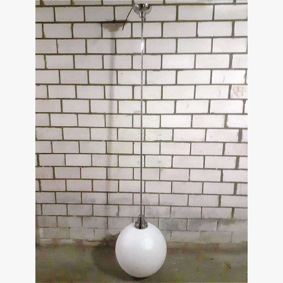 Gispen-stijl hanglamp zeer lang 192cm (open glasbol 40cm) b8, Ophalen, Glas, E27 (groot)