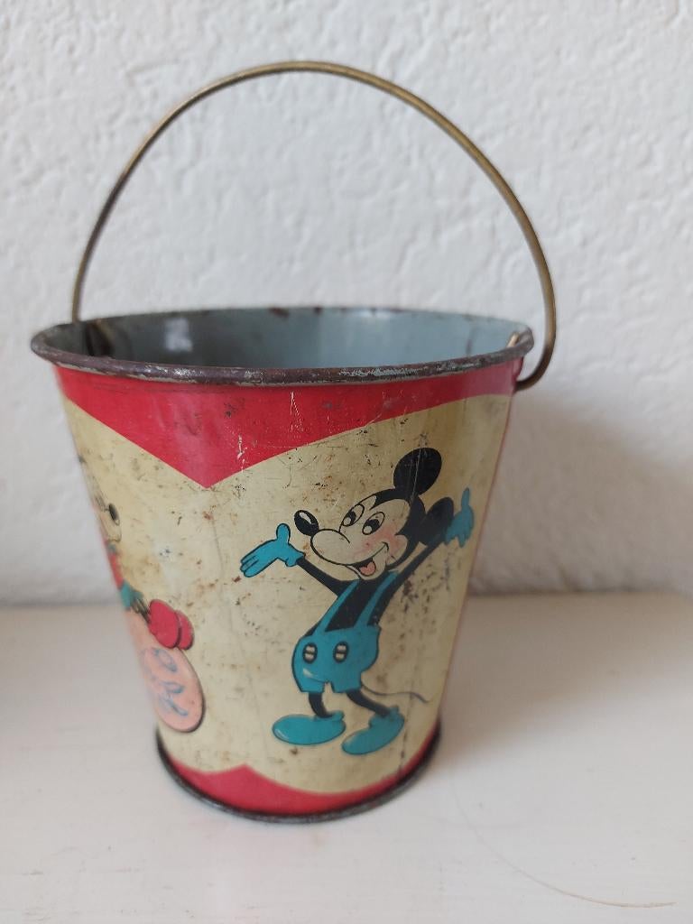 Oud blikken emmertje met Mickey Mouse, Verzamelen, Blikken, Ophalen of Verzenden, Gebruikt, Overige