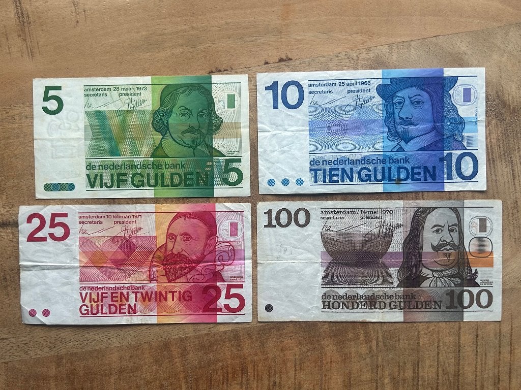 Serie erflaters, 5, 10, 25, 100 gulden biljetten (3), Postzegels en Munten, Bankbiljetten | Nederland, Ophalen of Verzenden, 100 gulden