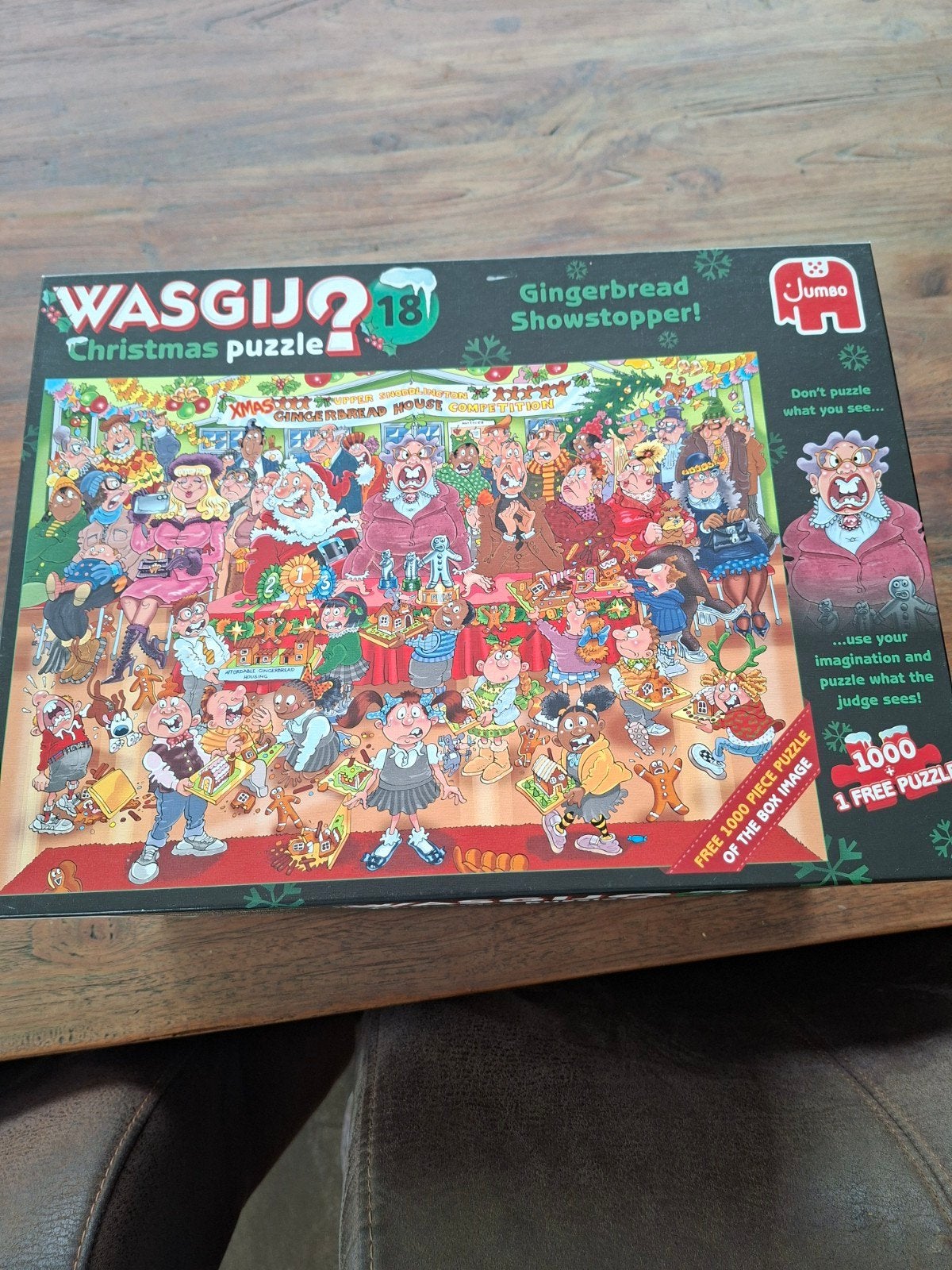 Wasgij Christmas 18: Gingerbread Showstopper! 1000 stukjes, Hobby en Vrije tijd, Ophalen of Verzenden, 500 t/m 1500 stukjes, Zo goed als nieuw