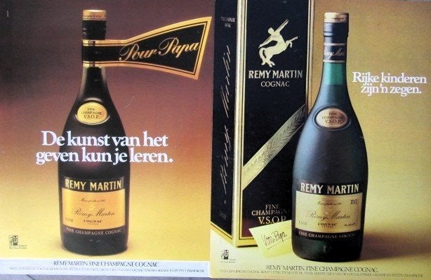 10 vintage reclames Remy Martin champagne cognac drank 1981, Ophalen of Verzenden, Gebruikt