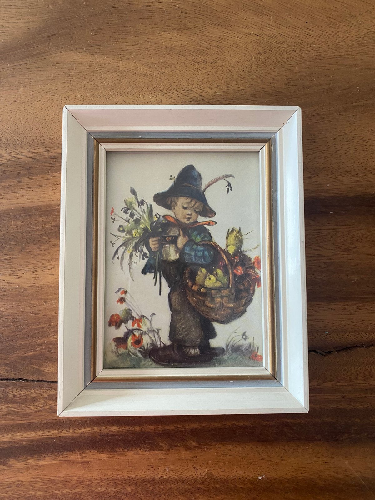 Vintage ‘Hummel-print’ schilderij - 17 x 13,5 cm, Ophalen, 14 cm, Beige, 17 cm
