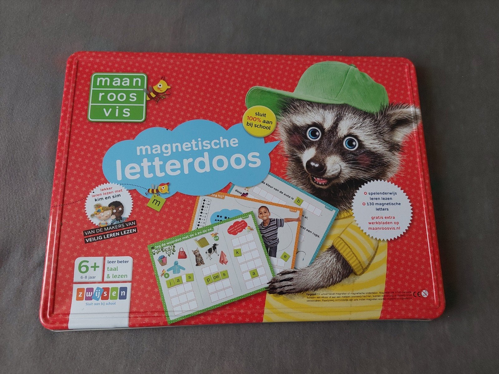 Maan Roos Vis Magnetische Letterdoos - Leren Lezen, Ophalen of Verzenden, Gebruikt, Taal en Lezen