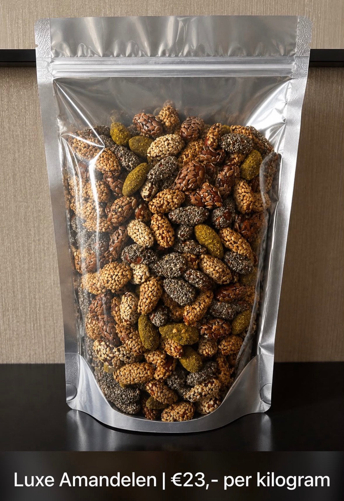 Amandelen met venkel, anijs, sesam en chiazaad, Ophalen