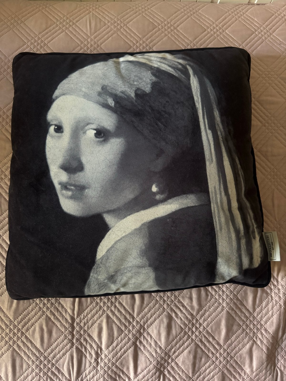 Sierkussen “Meisje met de Parel “45x45 cm, Overige merken, Zwart, Met print, Vierkant