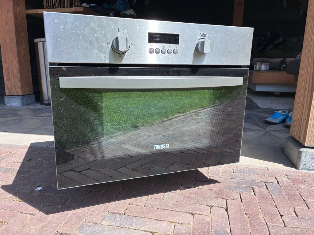 Zanussi inbouw combimagnetron RVS/zwart – zeer nette staat, Witgoed en Apparatuur, Magnetrons, Ophalen, Combimagnetron, Gebruikt
