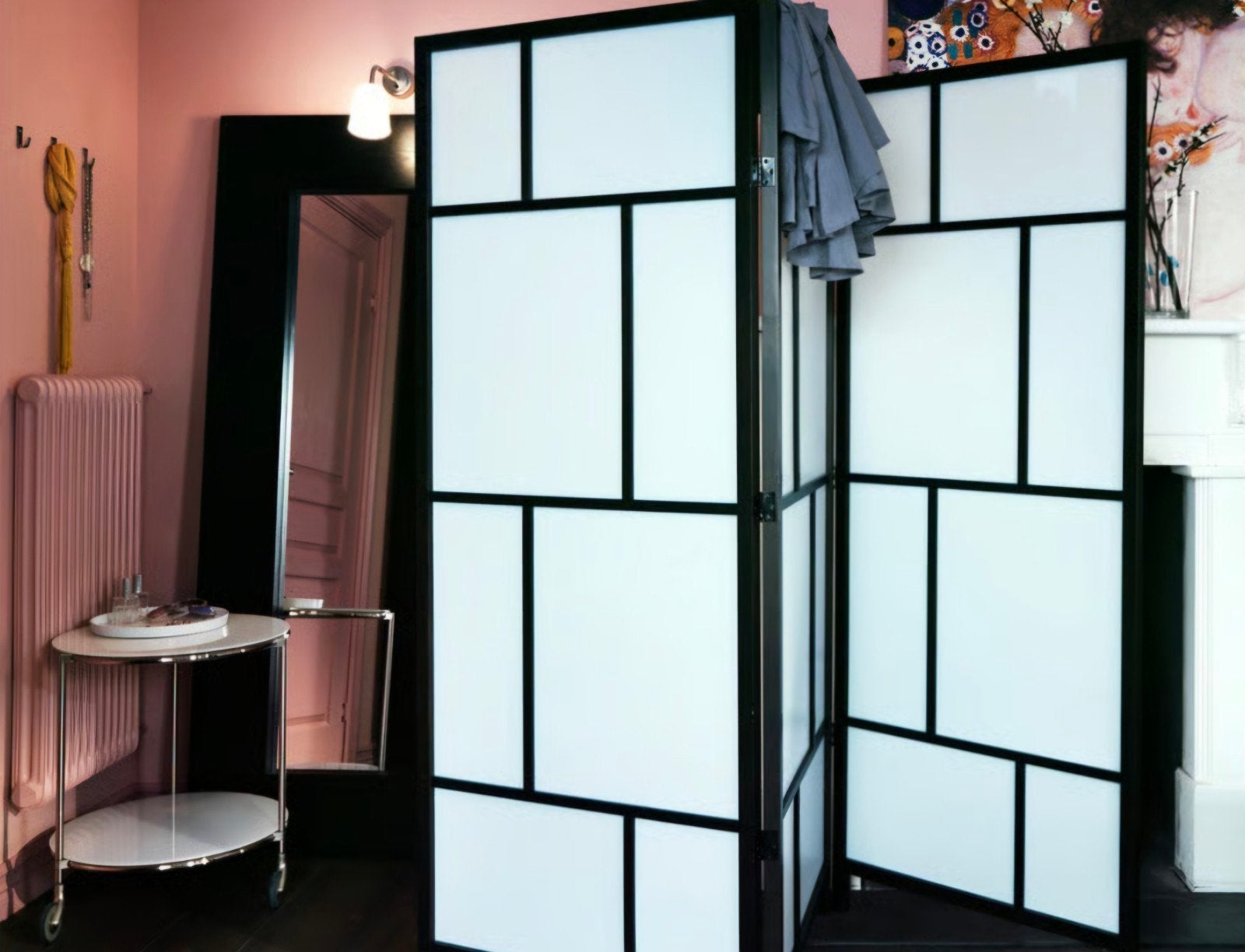 IKEA Risör kamerscherm, zwart/wit, 216x176 cm, Ophalen, Gebruikt