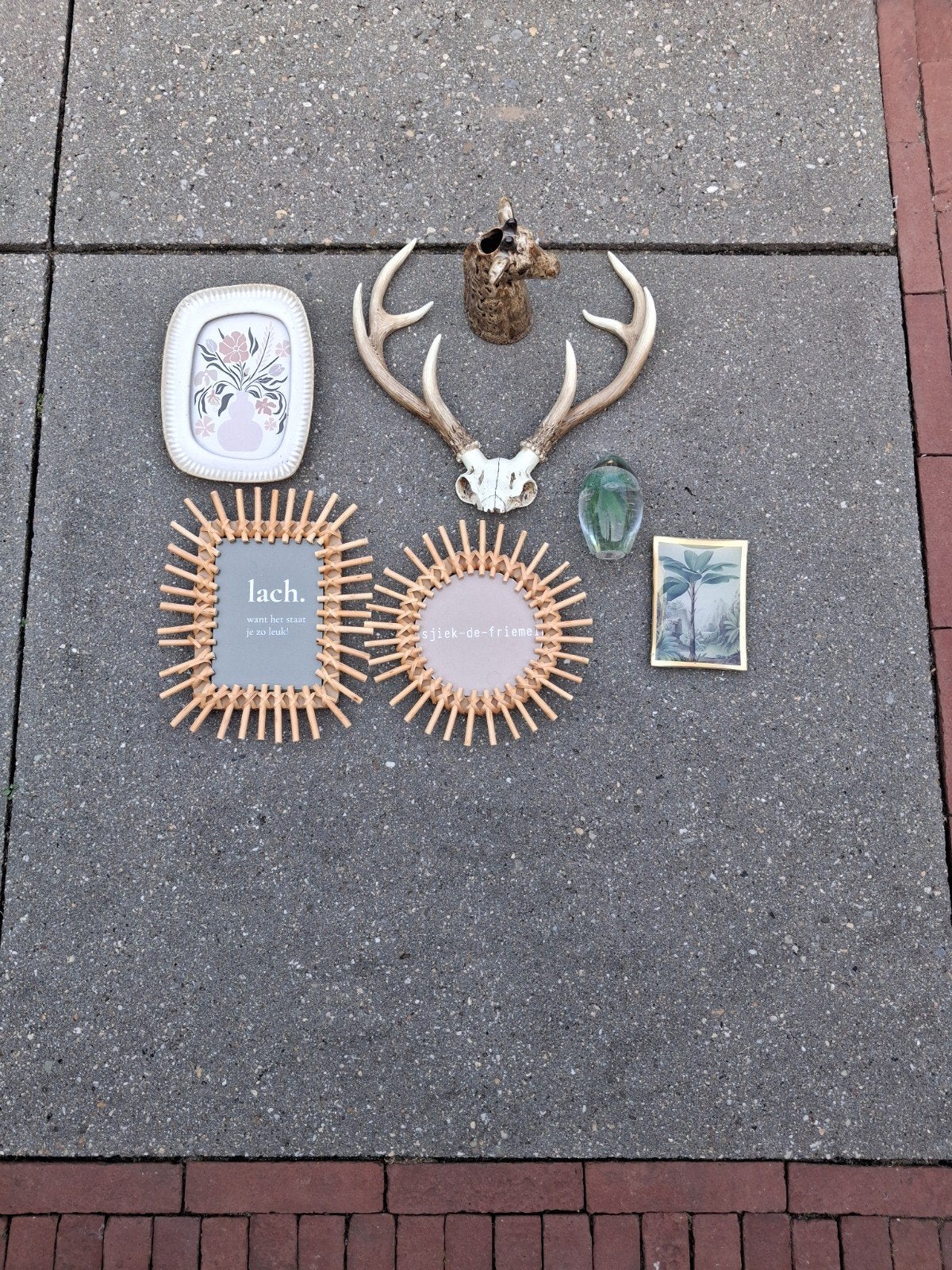 Diverse decoratie: hertenkop, spiegels, vaasjes en meer, Gebruikt, Meerkleurig, Boho, Ophalen of Verzenden