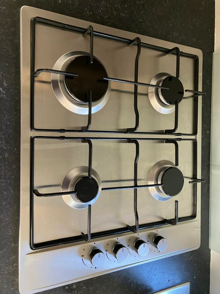 4-pits gasstel - RVS kookplaat, Witgoed en Apparatuur, Kookplaten, Gebruikt, Inbouw, Gas, 4 kookzones