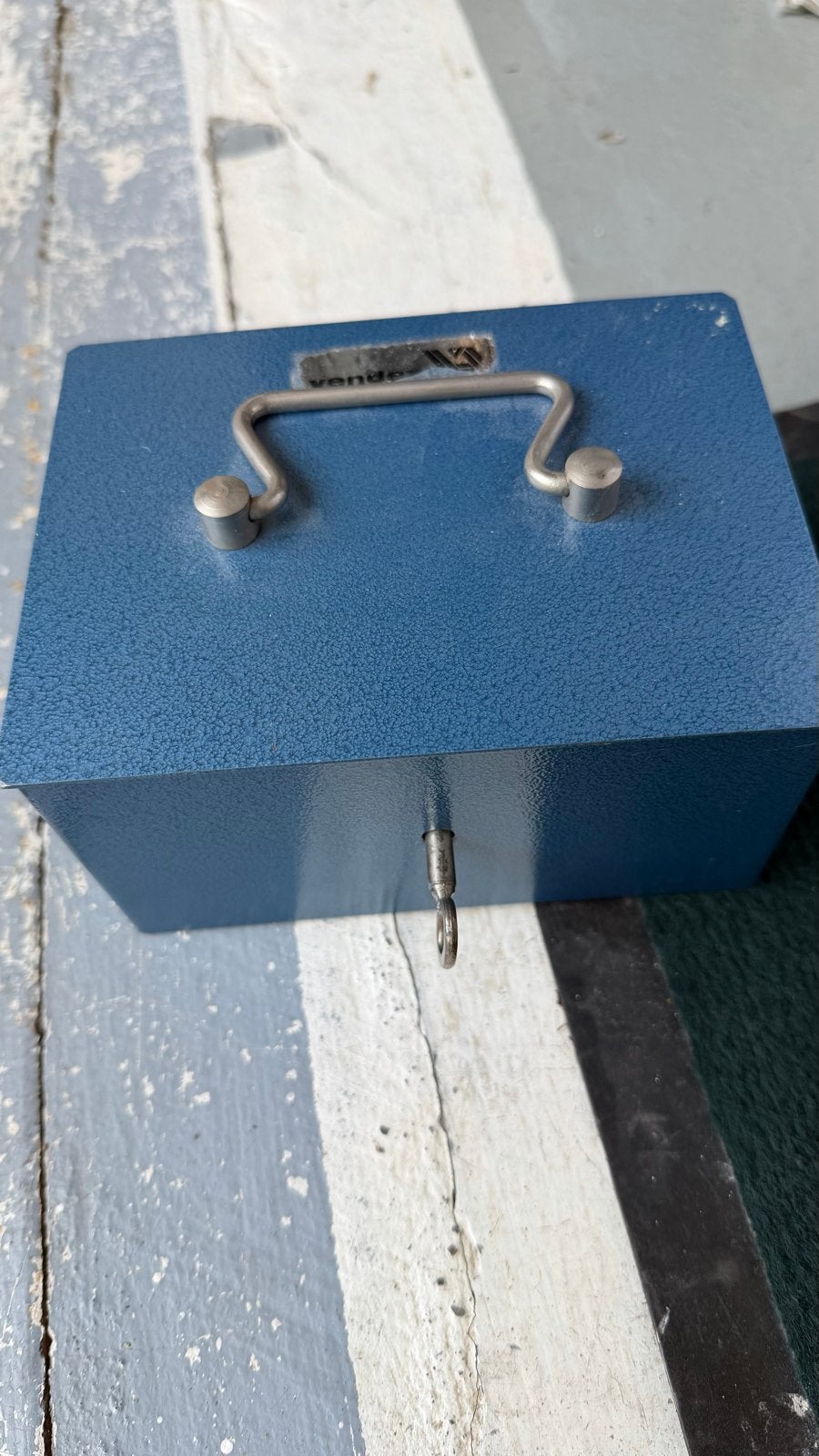 Vendex Geldkistje met Sleutel - Blauw Metalen Kluisje, Ophalen of Verzenden, Gebruikt, Brandkast