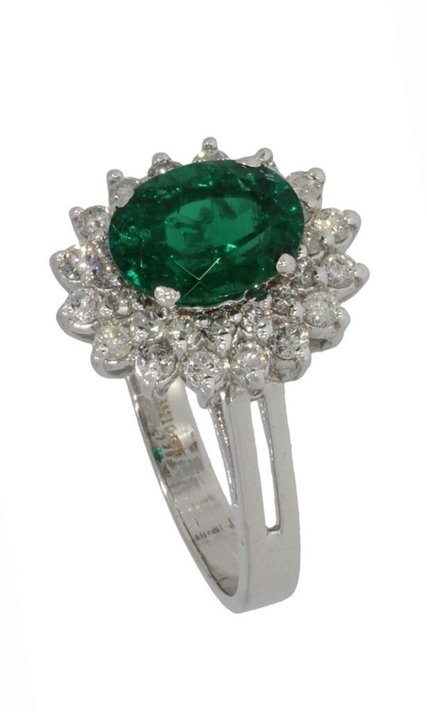 Diamanten smaragd luxe gouden dames ring briljant fraai, Voordeelsieraden, Verzenden, Zo goed als nieuw, 17 tot 18