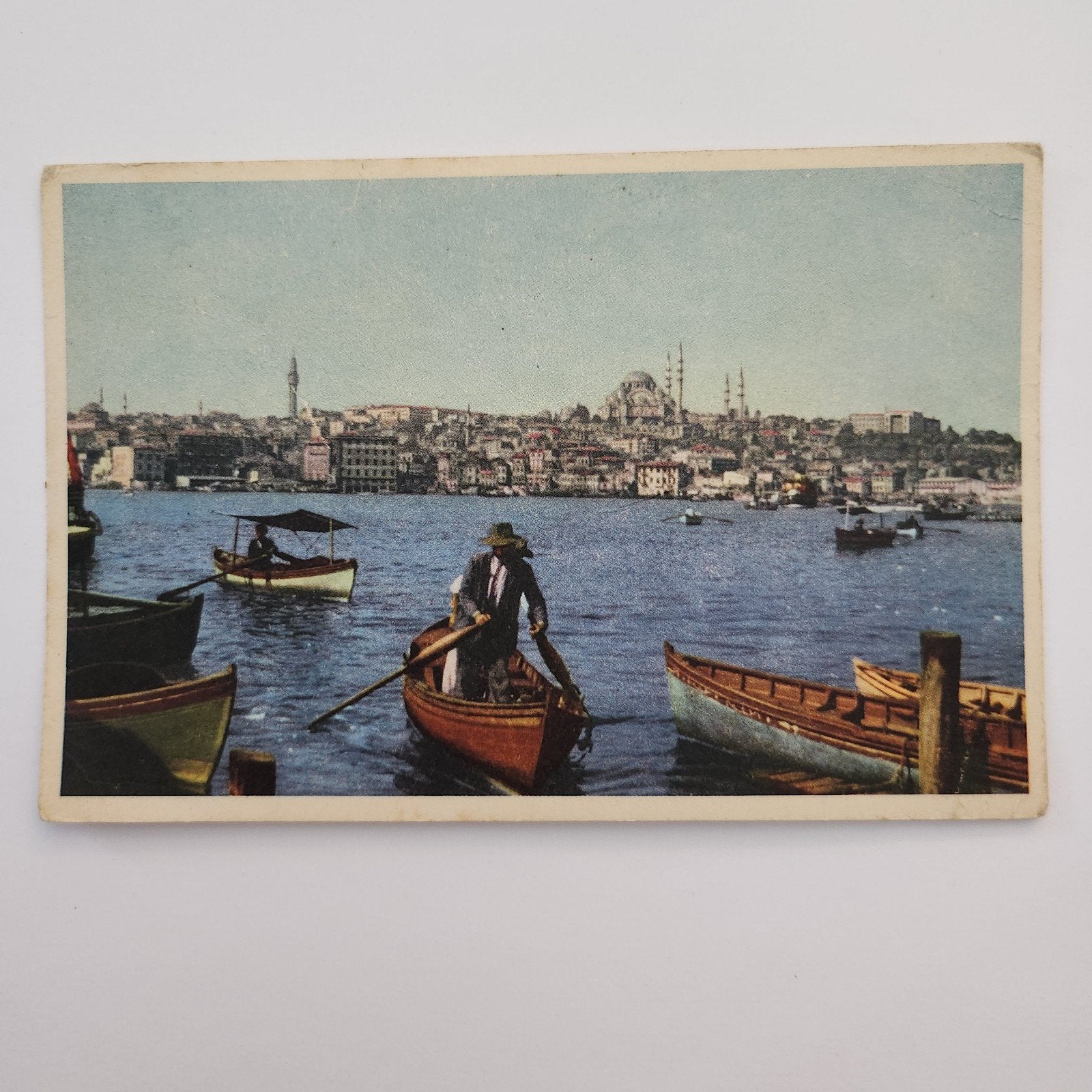 Oude Ansichtkaart Istanbul: Uitzicht over het water, Verzenden