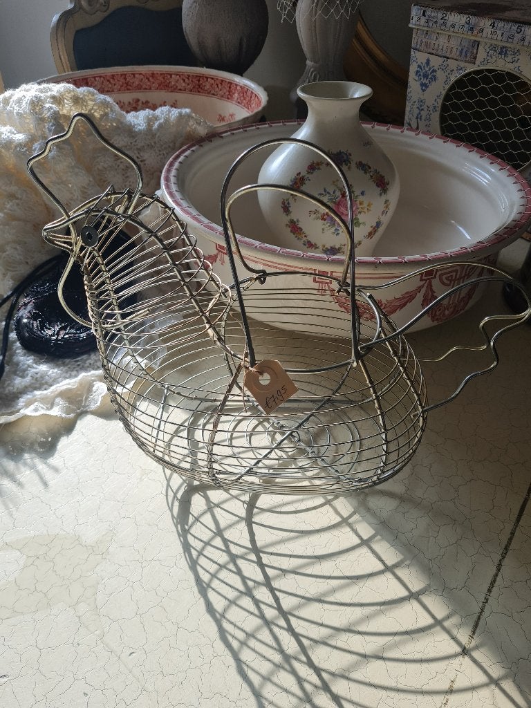 Vintage eiermand, draadmand, Heikant 21 Kaatsheuvel, Mand, Belle Vieille Brocante, Ophalen of Verzenden