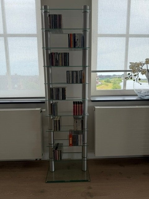 Design CD rek, Huis en Inrichting, Woonaccessoires | Cd- en Dvd-rekken, Ophalen, 150 discs of meer, Cd's, Glas