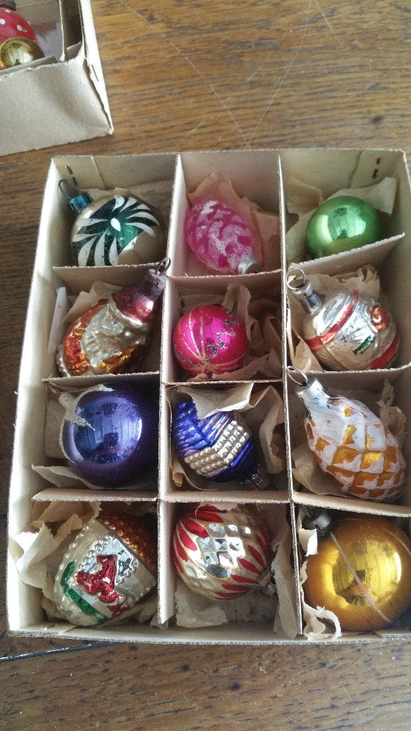 doos nr 23 antieke-oude kerstballen , alles glas, Ophalen of Verzenden, Gebruikt