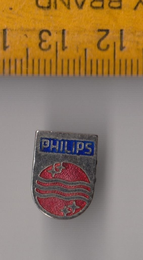 Philips logo Radio embleem schildje Rood Blauw, Ophalen of Verzenden