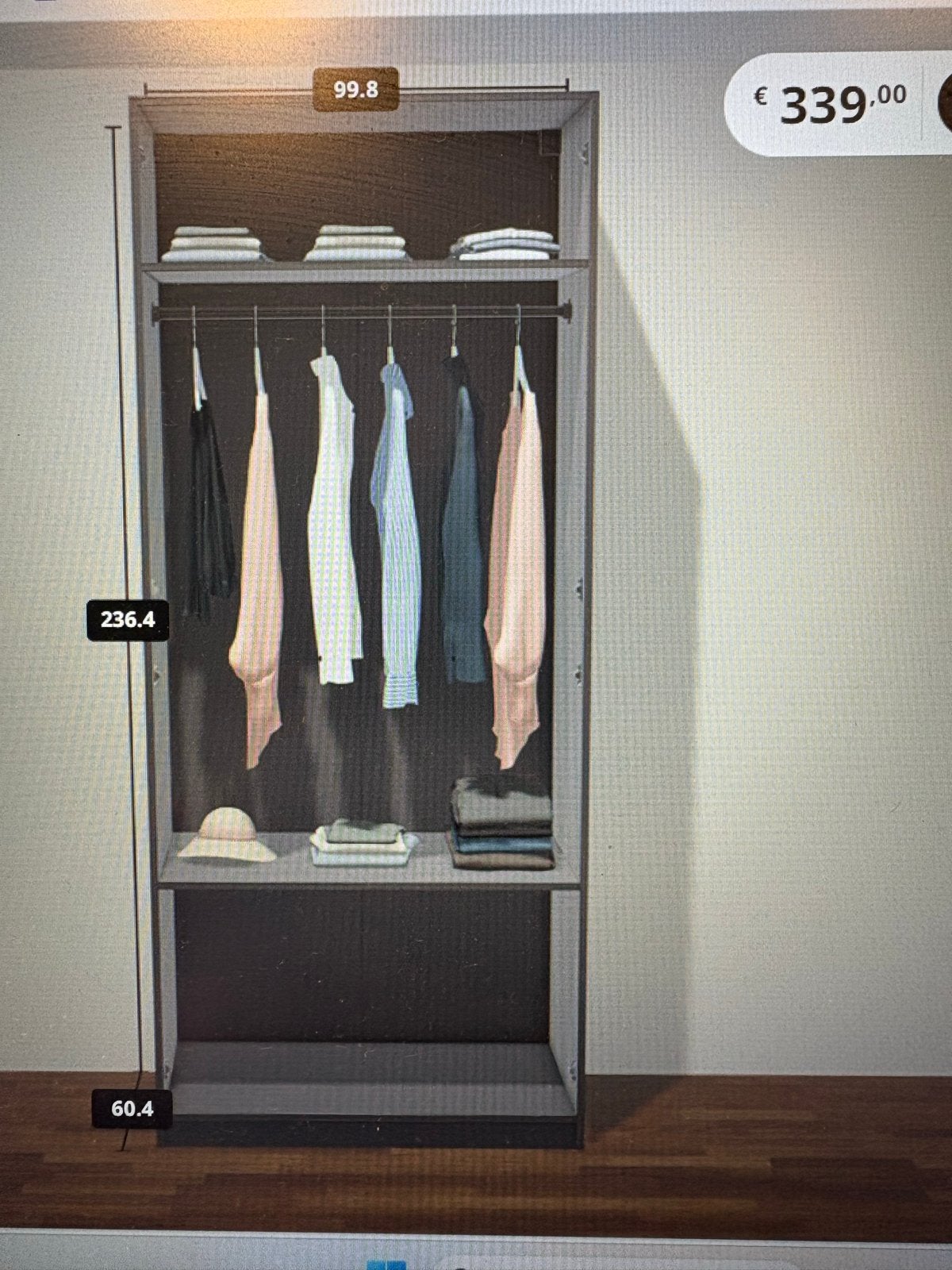 IKEA PAX Kledingkast met spiegeldeur, Huis en Inrichting, Kasten | Kledingkasten, Ophalen, Met plank(en), 200 cm of meer, 50 tot 100 cm